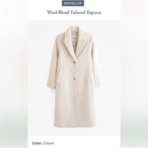 Abercrombie & Fitch Cream Wool Blend Tailored Topcoat